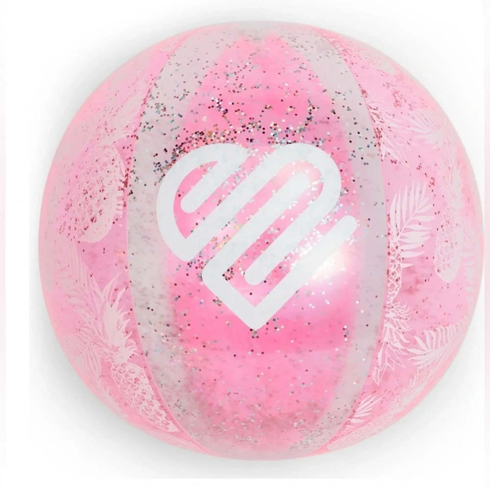 NWT 24” justice glitter beach ball pink clear durable summer beach pool